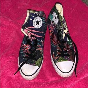 Lightly used high top floral chucks